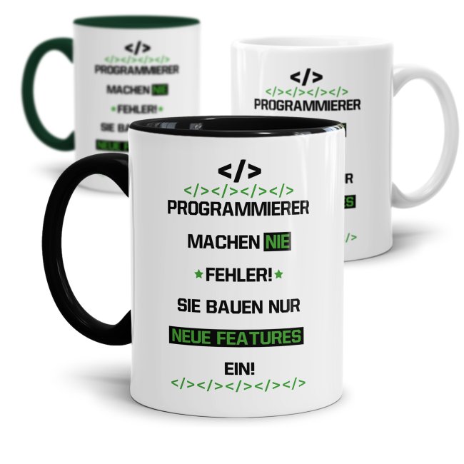 Tasse - Programmierer machen nie Fehler -Verschiedene Farben-