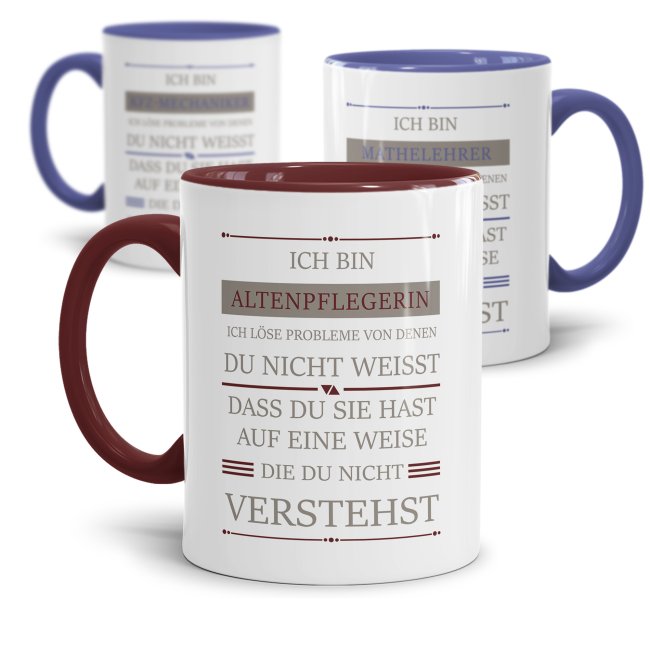 Berufe-Tasse - Ich l&ouml;se Probleme, die du nicht verstehst - verschiedene Berufe