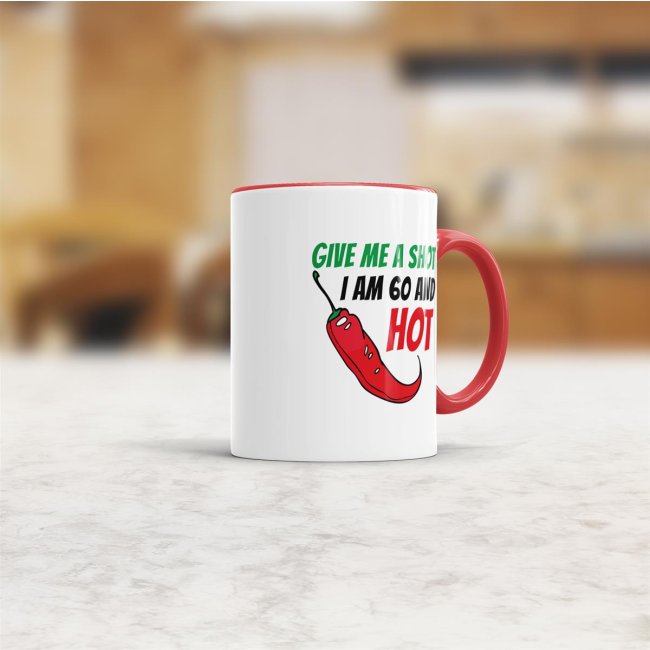 Tasse zum Geburtstag - Give me a shot I am 60 and hot - Rot