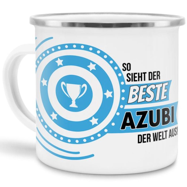 Emaille-Tasse mit Spruch - So sieht der beste Azubi aus