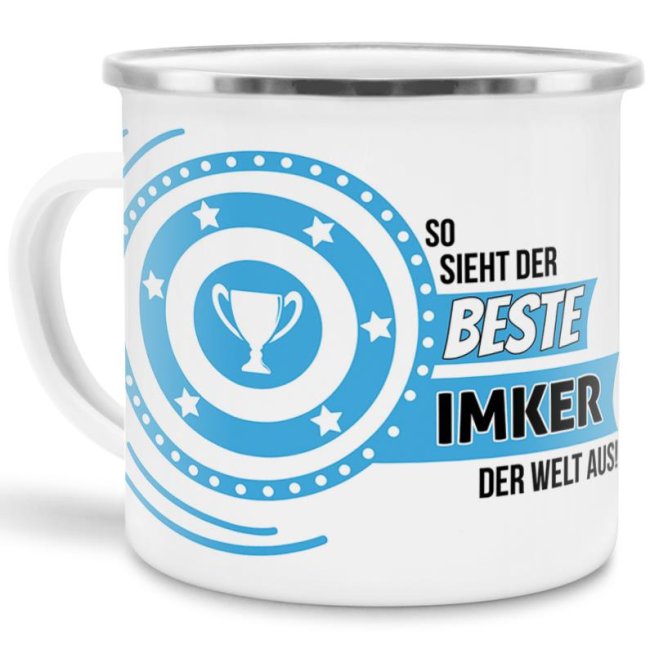 Emaille-Tasse mit Spruch - So sieht der beste Imker aus