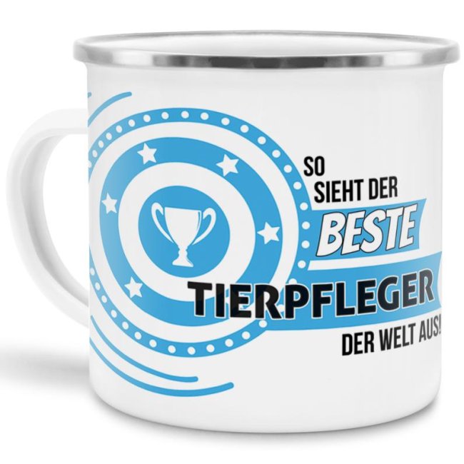 Emaille-Tasse mit Spruch - So sieht der beste Tierpfleger aus