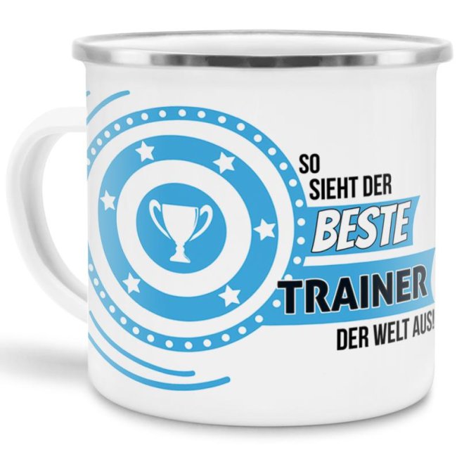 Emaille-Tasse mit Spruch - So sieht der beste Trainer aus