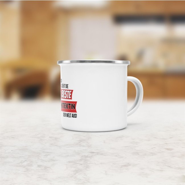 Emaille-Tasse mit Spruch - So sieht die beste Architektin aus