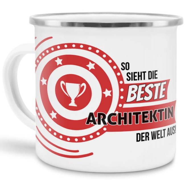 Emaille-Tasse mit Spruch - So sieht die beste Architektin aus