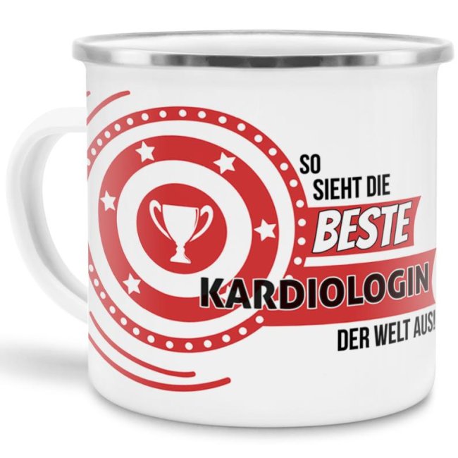 Emaille-Tasse mit Spruch - So sieht die beste Kardiologin aus