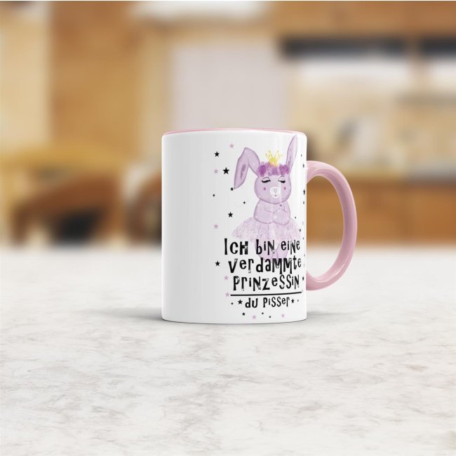 Hasen -Tasse Ich bin eine verdammte Prinzessin... Rosa