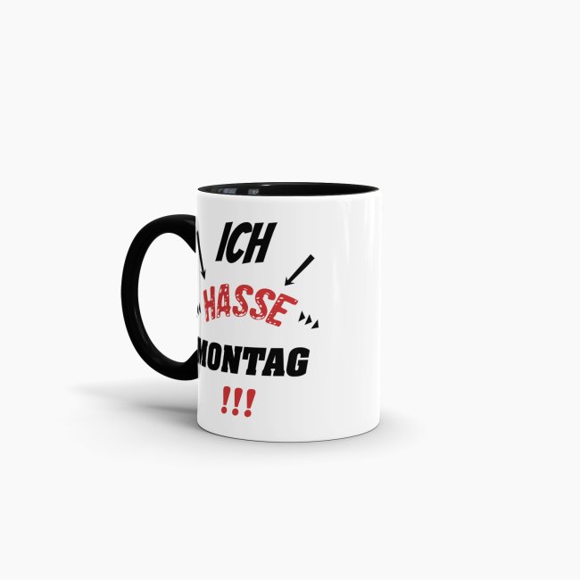 Tasse mit Spruch - Ich hasse Montag! - Schwarz