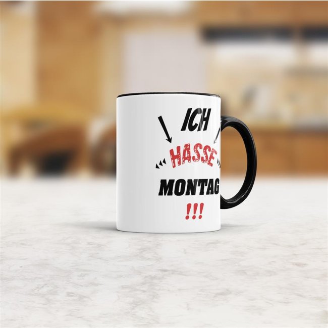 Tasse mit Spruch - Ich hasse Montag! - Schwarz