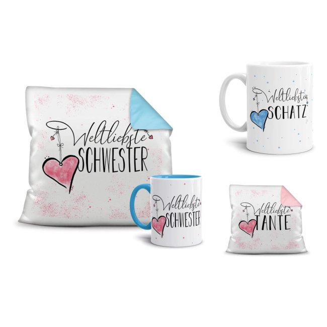 Motivtassen, Deko-Kissen und Geschenke-Sets f&uuml;r die Familie