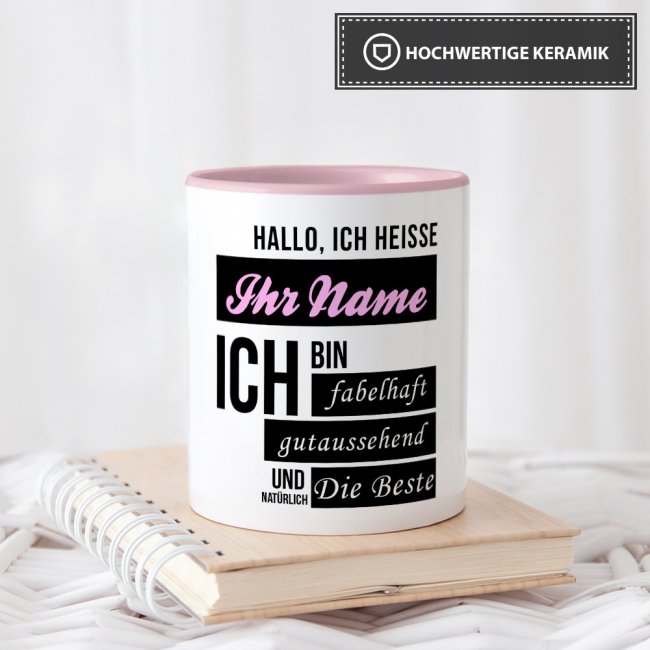 Tasse mit Spruch - Der fr&uuml;he Vogel kann mich mal - Rosa