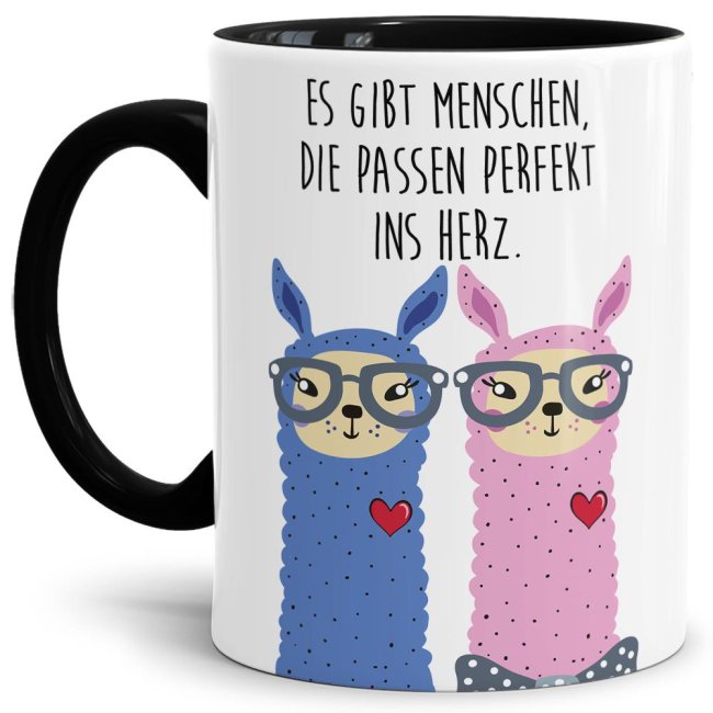 Tasse Alpaka - Perfekt ins Herz Schwarz