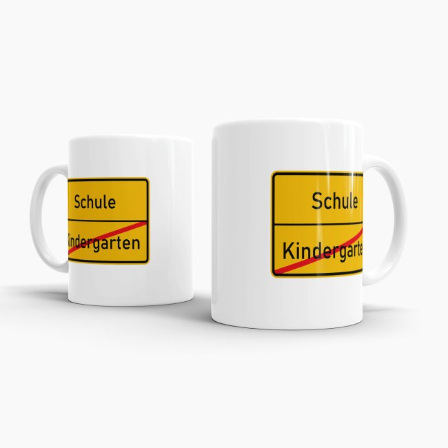 Tasse - Ortsschilder Kindergarten -&gt; Schule