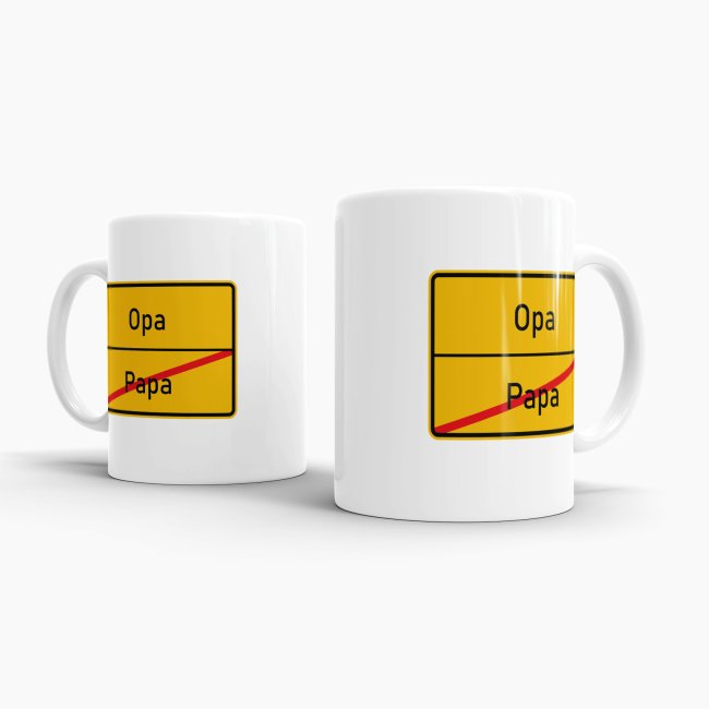 Tasse - Ortsschilder Papa -&gt; Opa