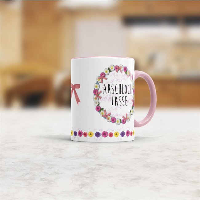 Tasse mit Spruch - Arschloch Tasse - Rosa