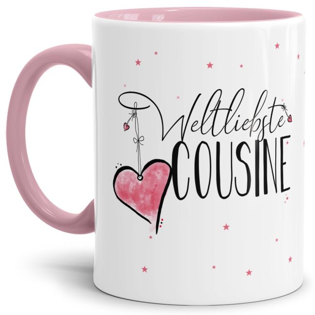 Tasse - Weltliebste Cousine - Innen &amp; Henkel Rosa