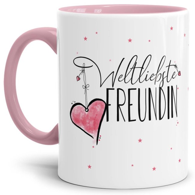 Tasse - Weltliebste Freundin - Innen &amp; Henkel Rosa