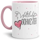 Tasse - Weltliebste Schwester - Innen &amp; Henkel Rosa