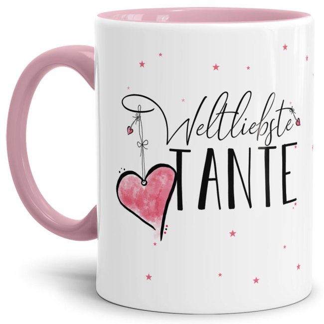 Tasse - Weltliebste Tante - Innen &amp; Henkel Rosa