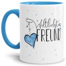 Tasse - Weltliebster Freund - Innen &amp; Henkel Hellblau