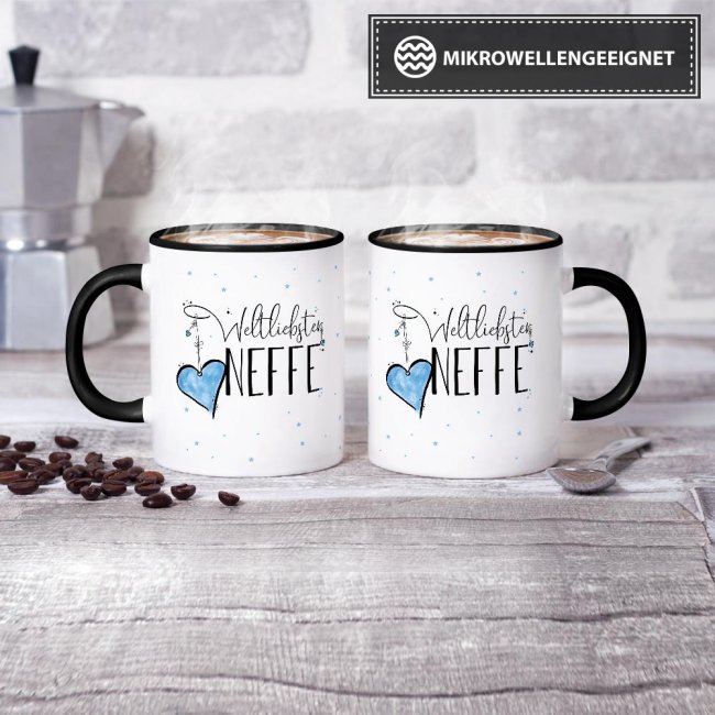 Tasse - Weltliebster Neffe - Innen &amp; Henkel Schwarz