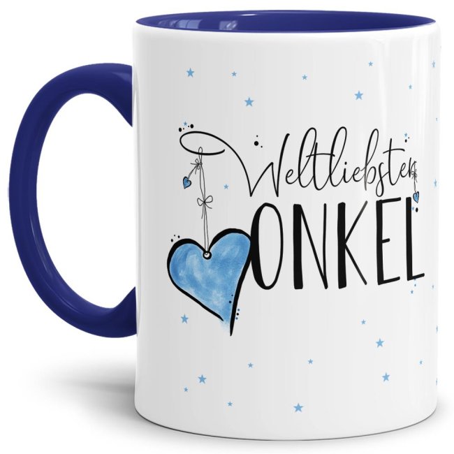 Tasse - Weltliebster Onkel - Innen &amp; Henkel Dunkelblau