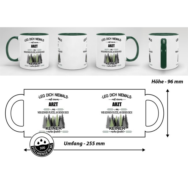 Berufe-Tasse - Leg dich niemals mit einem Arzt an - Dunkelgr&uuml;n