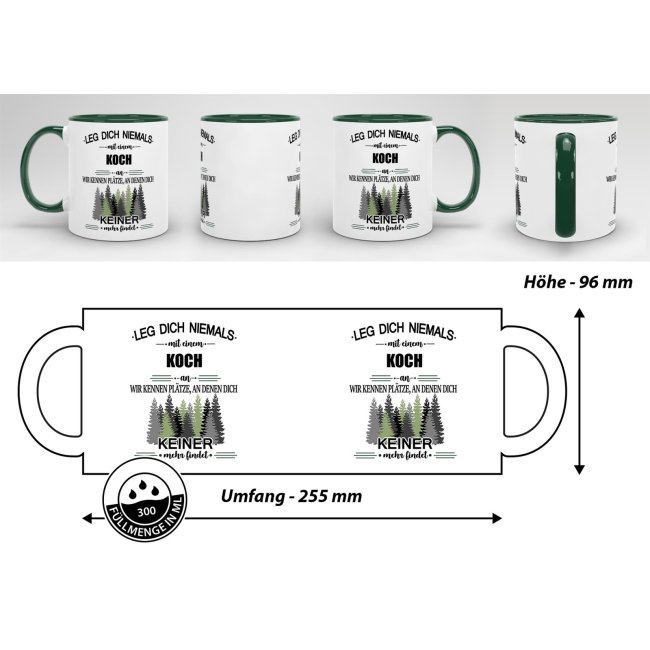 Berufe-Tasse - Leg dich niemals mit einem Koch an - Dunkelgr&uuml;n