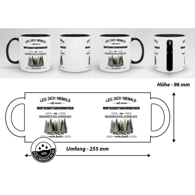 Berufe-Tasse - Leg dich niemals mit einem Wirtschaftsinformatiker an - Schwarz