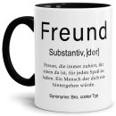 Tasse Dudenw&ouml;rter - Freund - Innen &amp; Henkel Schwarz