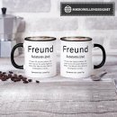 Tasse Dudenw&ouml;rter - Freund - Innen &amp; Henkel Schwarz