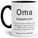Tasse Dudenw&ouml;rter - Oma - Innen &amp; Henkel Schwarz