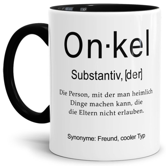 Tasse Dudenw&ouml;rter - Onkel - Innen &amp; Henkel Schwarz