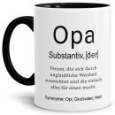 Tasse Dudenw&ouml;rter - Opa - Innen &amp; Henkel Schwarz