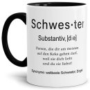 Tasse Dudenw&ouml;rter - Schwester - Innen &amp; Henkel...