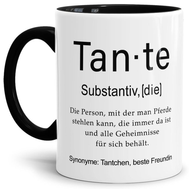 Tasse Dudenw&ouml;rter - Tante - Innen &amp; Henkel Schwarz