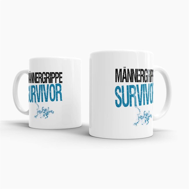 Tasse M&auml;nnergrippe Survivor Weiss