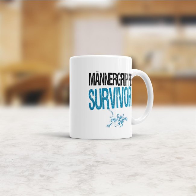 Tasse M&auml;nnergrippe Survivor Weiss