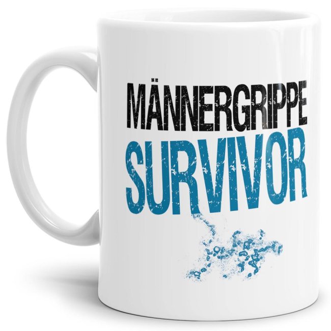 Tasse M&auml;nnergrippe Survivor Weiss