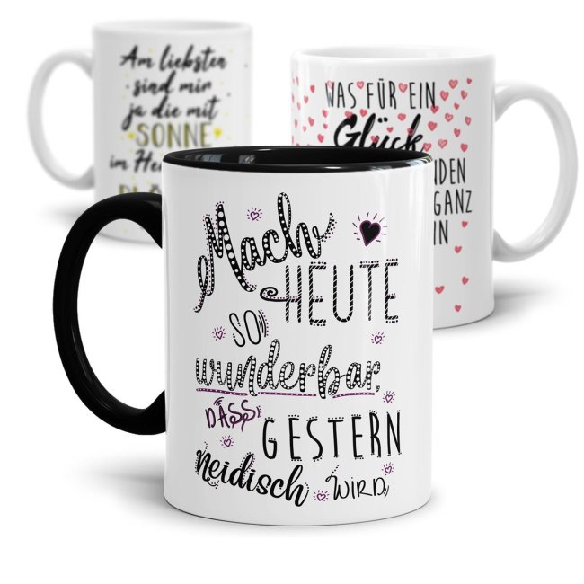 Tasse mit sch&ouml;nen Spr&uuml;chen - Sonne Liebe Herz