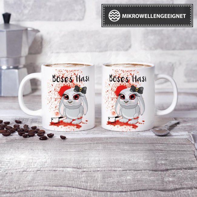 Tasse - B&ouml;ses Hasi - Wei&szlig;