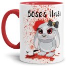 Tasse - B&ouml;ses Hasi - Innen und Henkel Rot