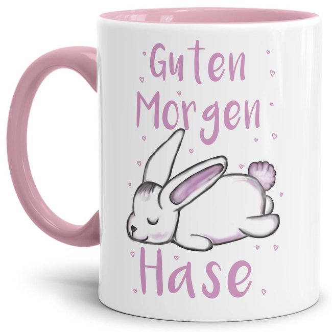 Tasse - Guten Morgen Hase - Innen und Henkel Rosa