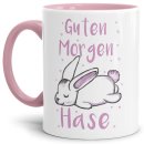 Tasse - Guten Morgen Hase - Innen und Henkel Rosa