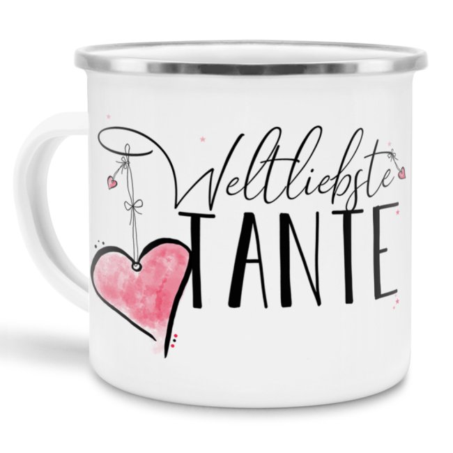 Emaille Tasse - Weltliebste Tante gro&szlig;