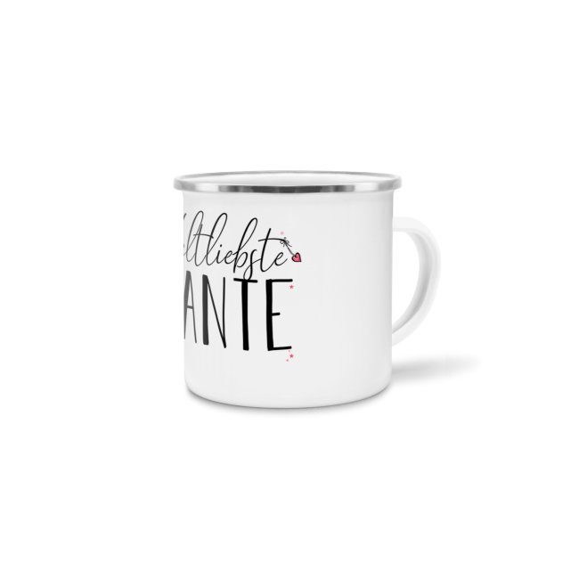 Emaille Tasse - Weltliebste Tante gro&szlig;