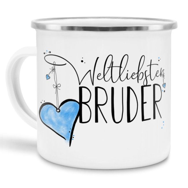 Emaille Tasse - Weltliebster Bruder gro&szlig;