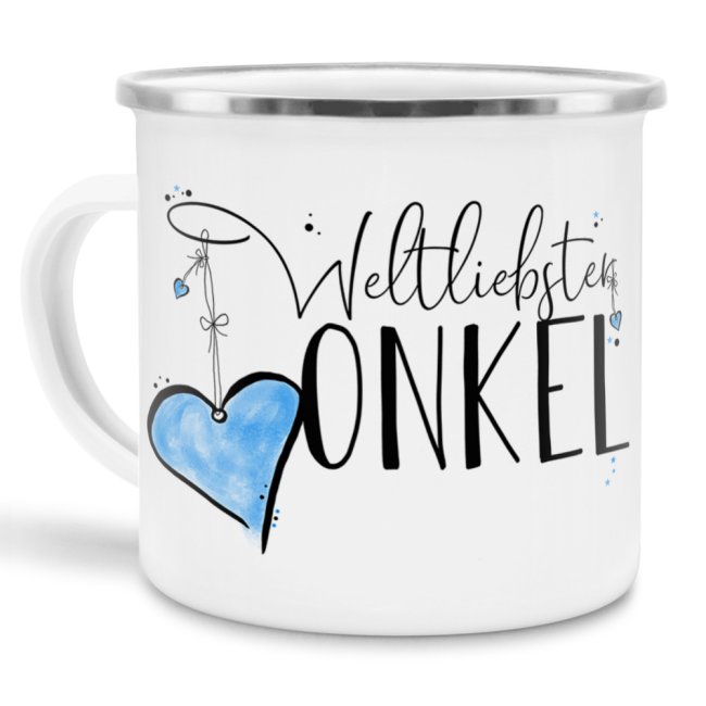 Emaille Tasse - Weltliebster Onkel - gro&szlig;