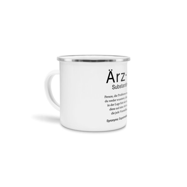 Tasse Dudenw&ouml;rter - &Auml;rztin - Emaille gro&szlig;