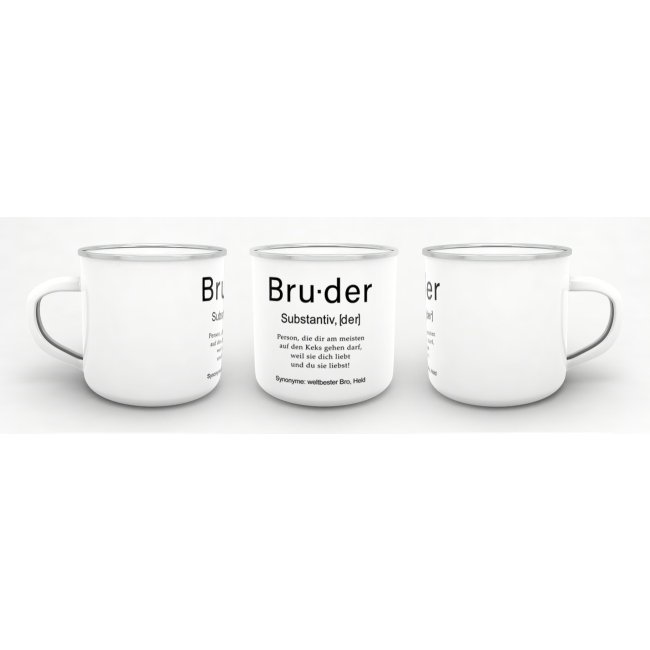 Tasse Dudenw&ouml;rter - Bruder - Emaille gro&szlig;